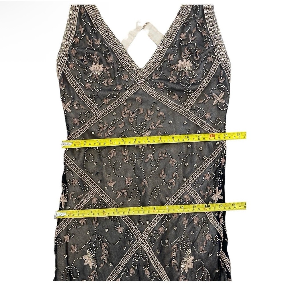 Vintage Cache Silk Beaded Open Back Formal Y2K Gown Dress Black 90s Size 2 - Picture 10 of 16